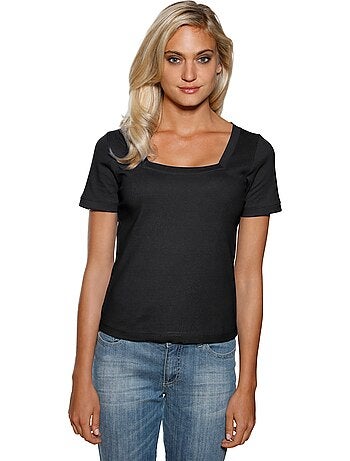 T-shirt Grande Encolure Carrée - Taille Standard - helline