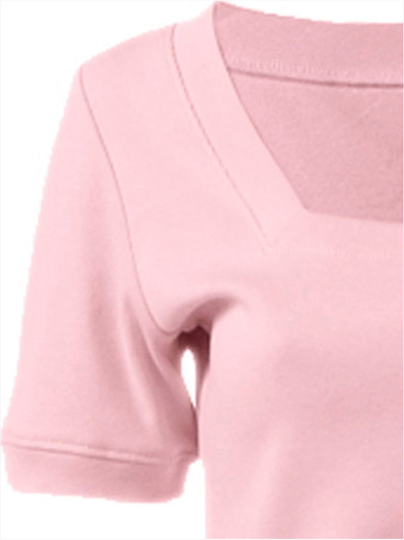 T-shirt Grande Encolure Carrée - Taille Standard - Helline Rose - Kiabi