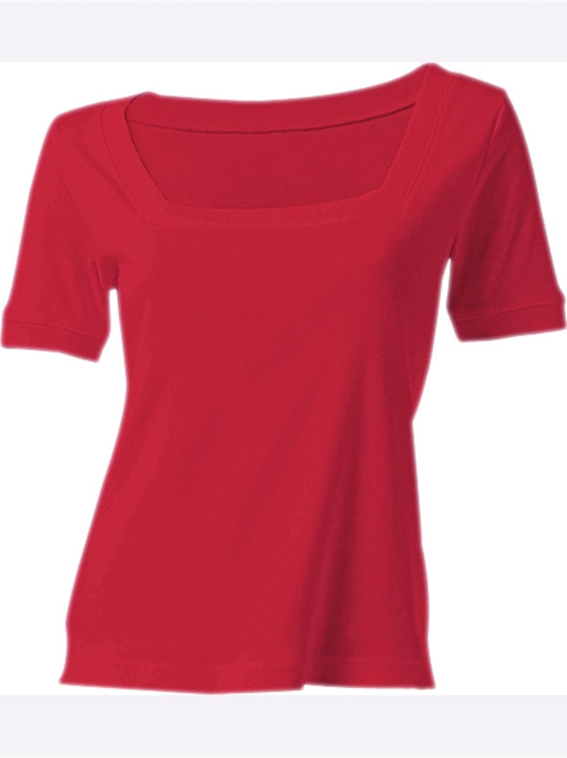 T-shirt Grande Encolure Carrée - Taille Standard - Helline Rouge - Kiabi