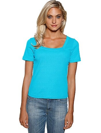 T-shirt Grande Encolure Carrée - Taille Standard - helline