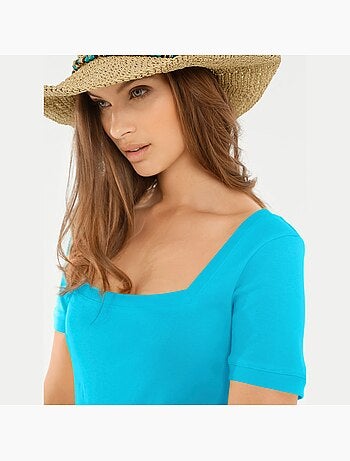 T-shirt Grande Encolure Carrée - Taille Standard - helline