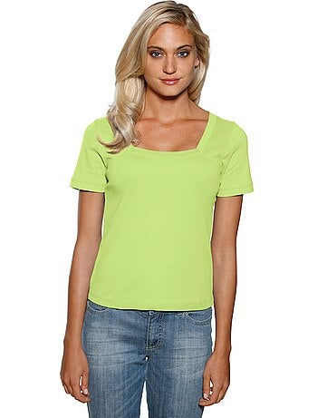 T-shirt Grande Encolure Carrée - Taille Standard - helline