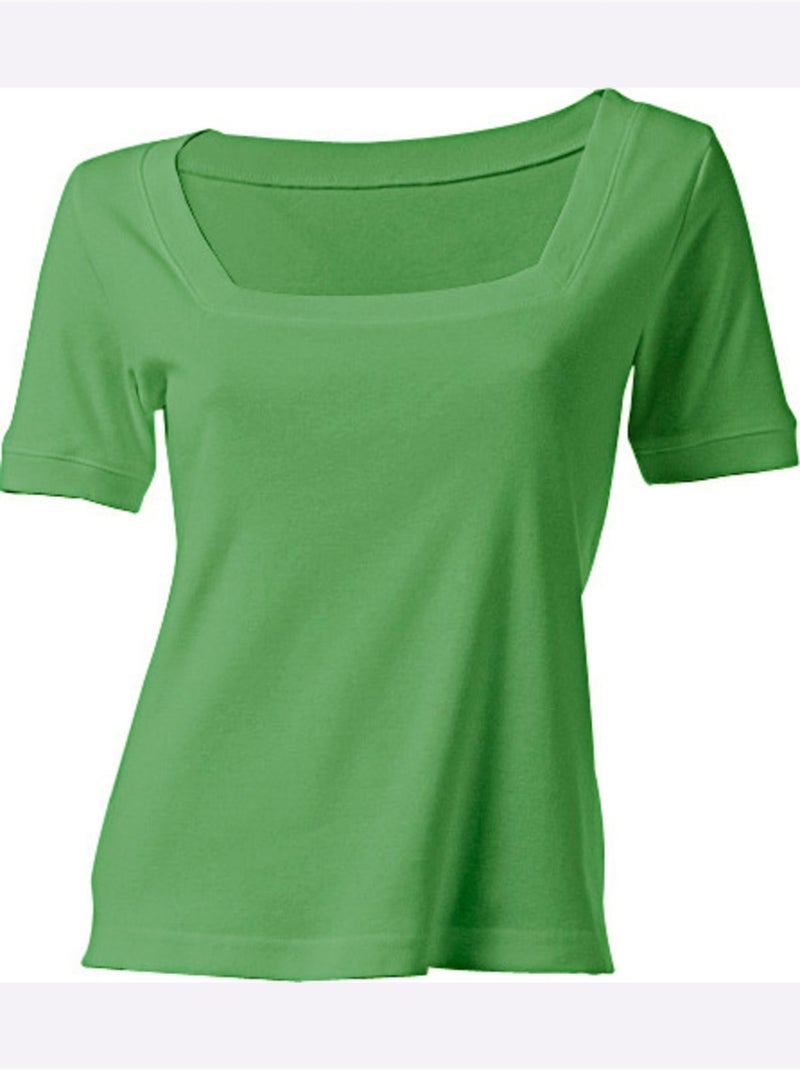 T-shirt Grande Encolure Carrée - Taille Standard - Helline Vert - Kiabi