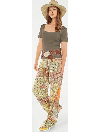 T-shirt Grande Encolure Carrée - Taille Standard - helline