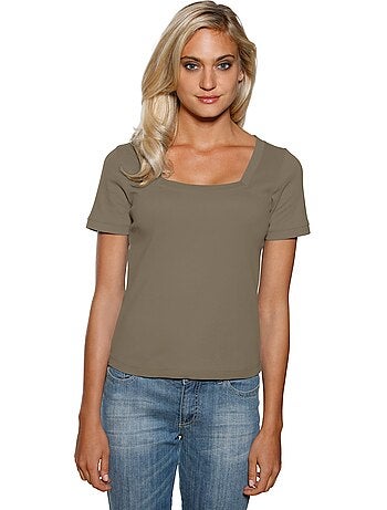 T-shirt Grande Encolure Carrée - Taille Standard - helline