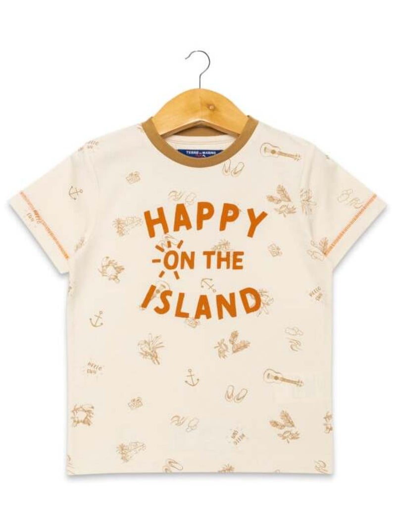 T-shirt grège imprimé Garçon Beige - Kiabi