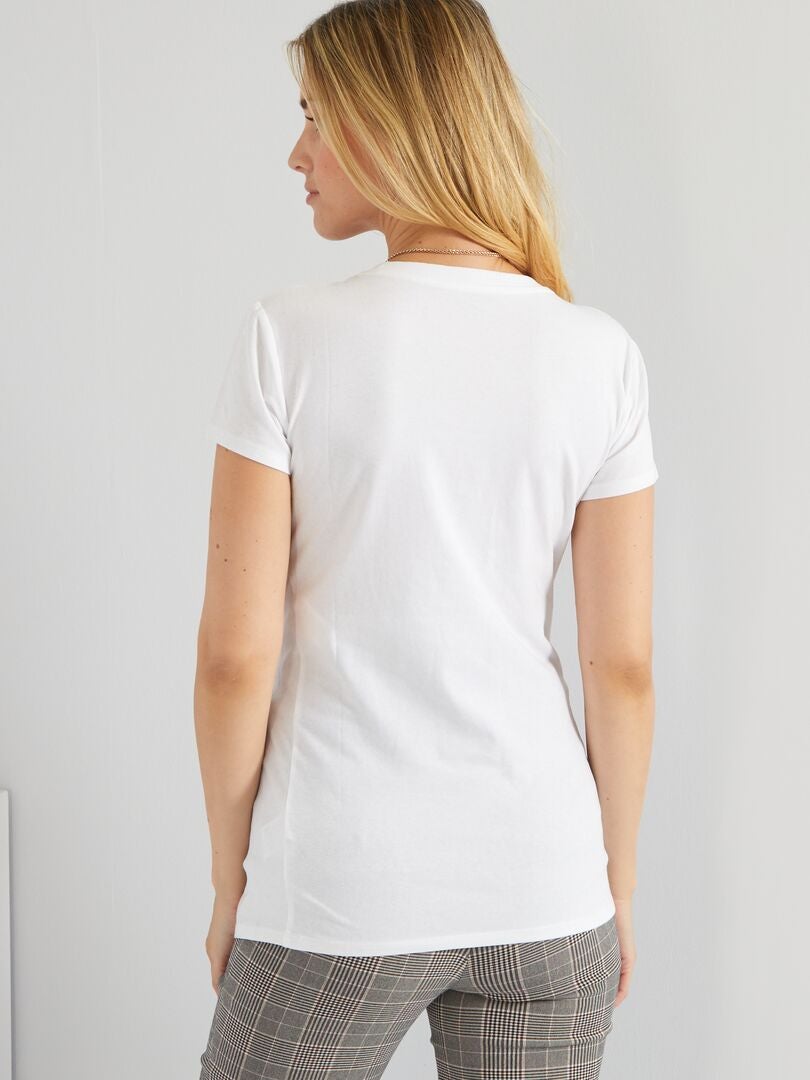 T-shirt grossesse à col rond blanc - Kiabi