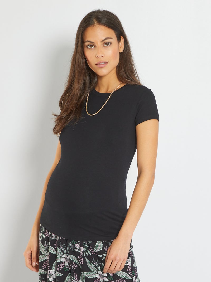 T-shirt grossesse à col rond noir - Kiabi