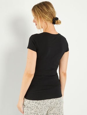 T-shirt De Maternité Humour "Petits Petons" - Jersey Stretch Doux, Manches Courtes, Pour Future Maman Chic Et Décontractée