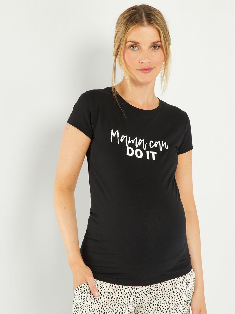 T-shirt grossesse à message Noir - Kiabi