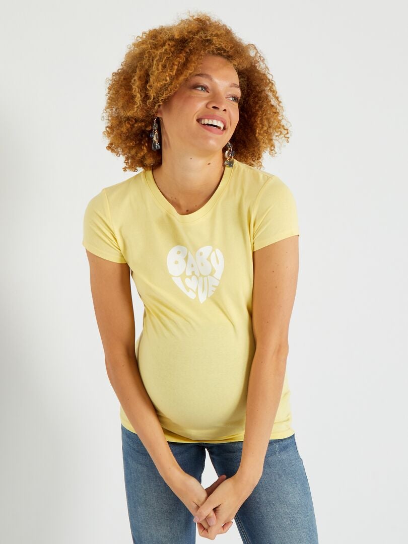 T-shirt grossesse avec imprimé Jaune - Kiabi