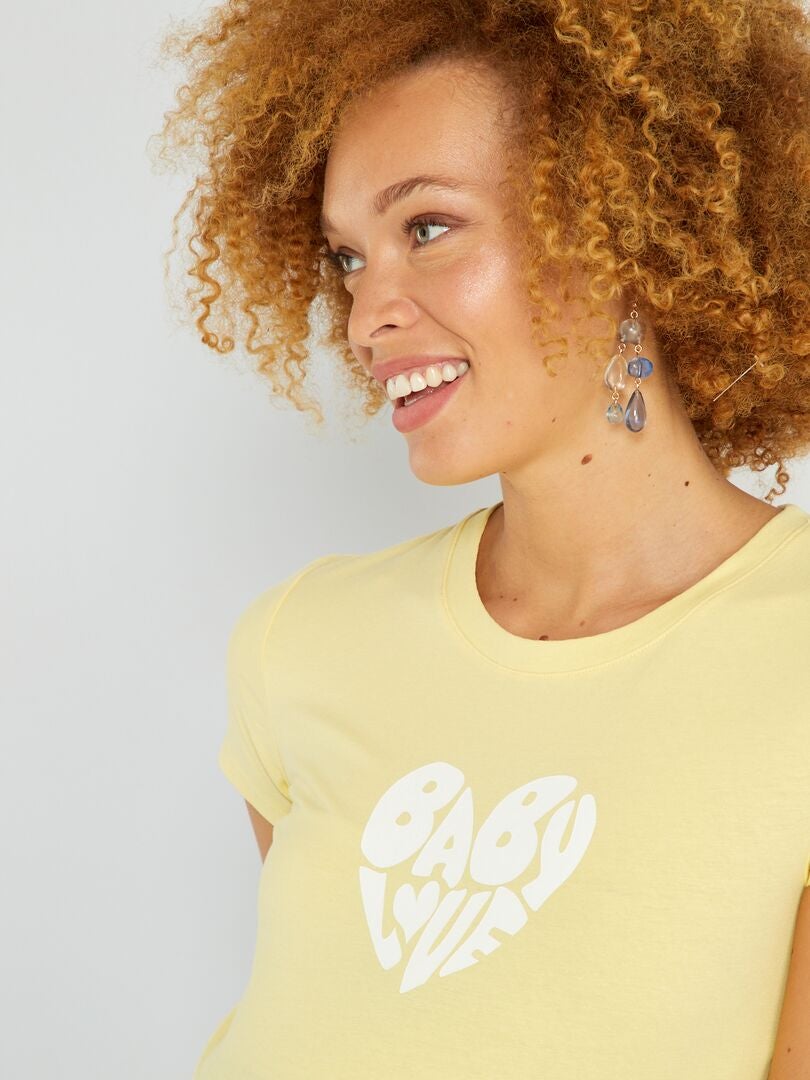 T-shirt grossesse avec imprimé Jaune - Kiabi