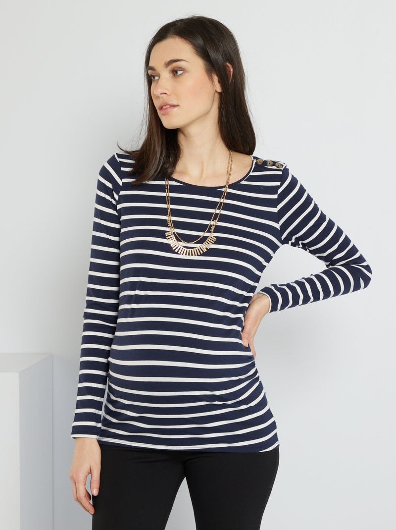 T-shirt grossesse bleu/blanc - Kiabi