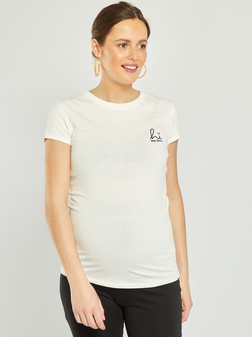 T-shirt grossesse coupe droite Blanc - Kiabi