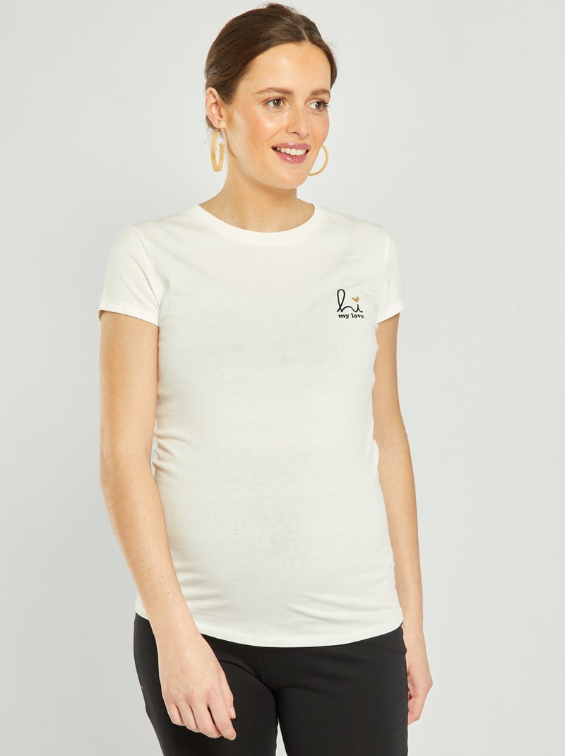 T-shirt grossesse coupe droite Blanc - Kiabi