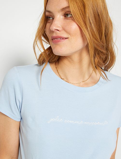 T-shirt grossesse éco-conçu                                                                                                                                                         bleu ciel 
