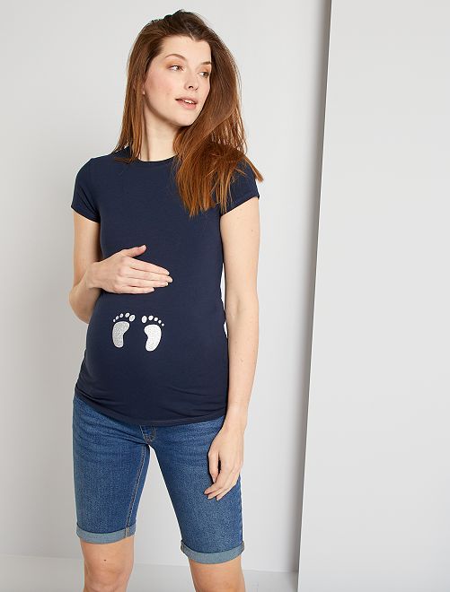 T-shirt grossesse éco-conçu                                         bleu marine 
