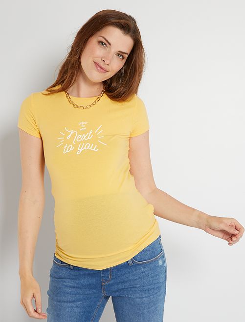 T-shirt grossesse éco-conçu                                                                                                                                                     jaune message 
