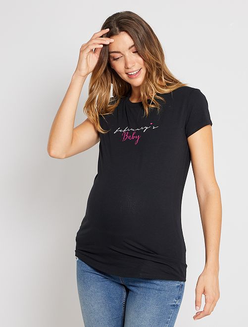 T-shirt grossesse éco-conçu                                                                                                                                                                 noir février 
