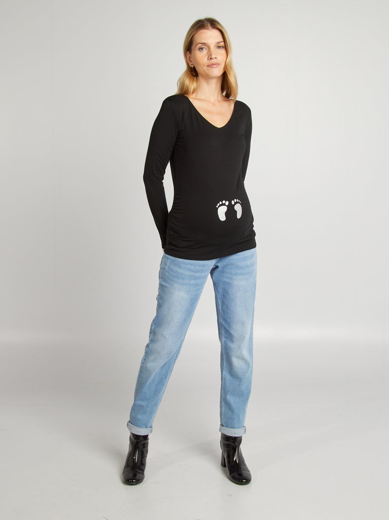 T-shirt grossesse en jersey noir - Kiabi