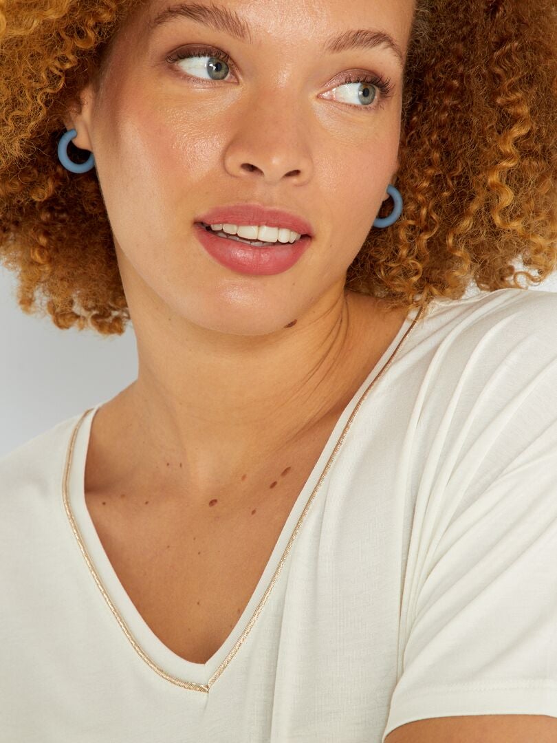 T-shirt grossesse encolure V blanc - Kiabi