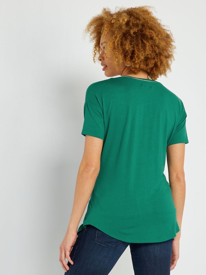 T-shirt grossesse encolure V Vert - Kiabi