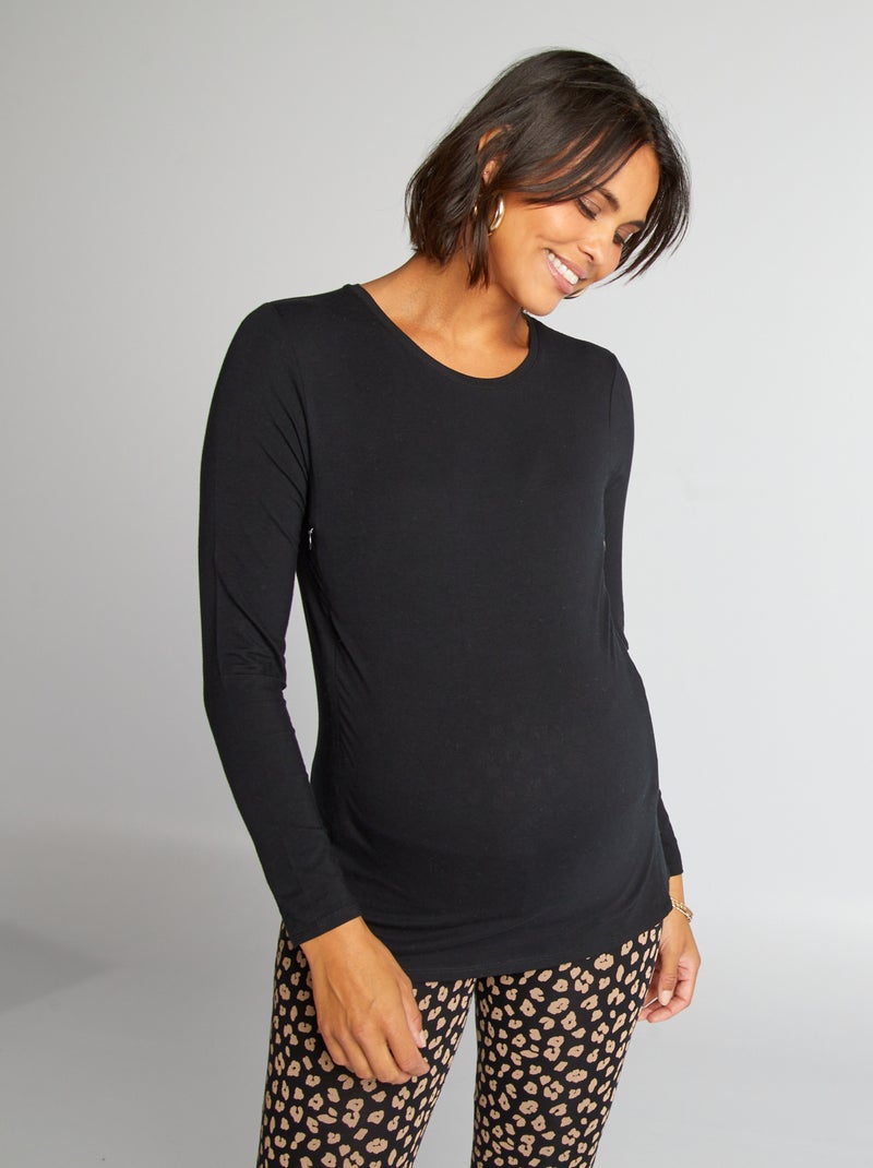 T-shirt grossesse et allaitement noir - Kiabi