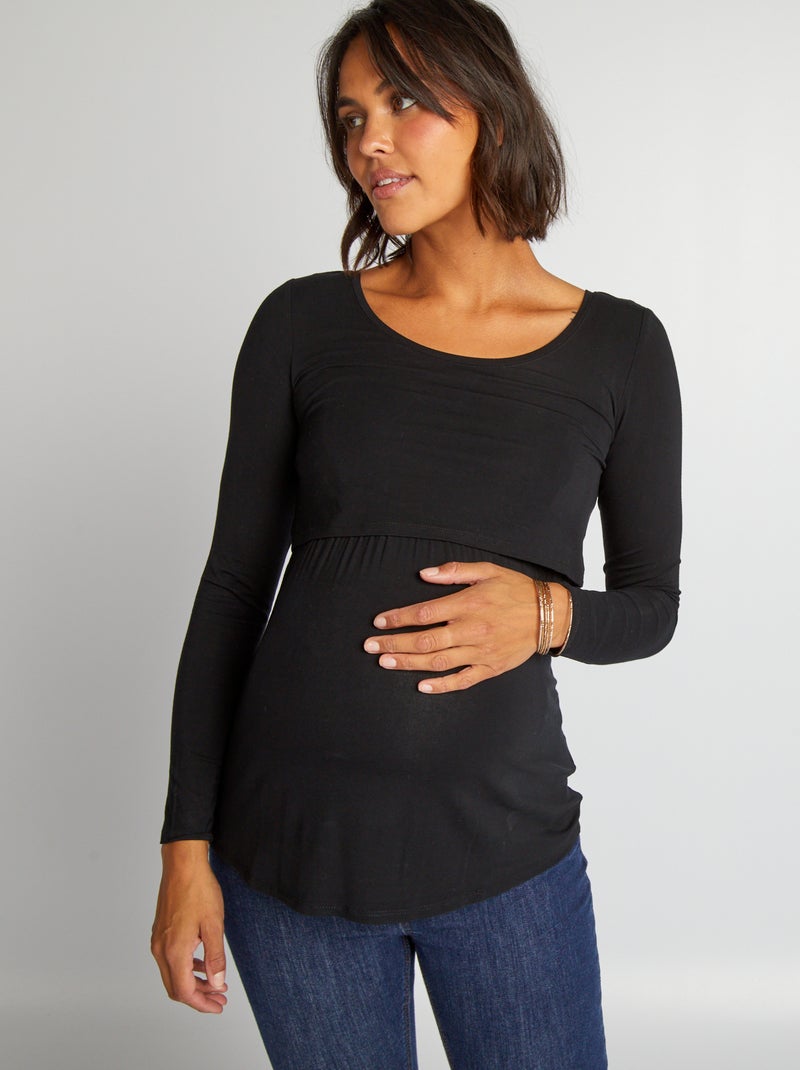 T-shirt grossesse et allaitement noir - Kiabi