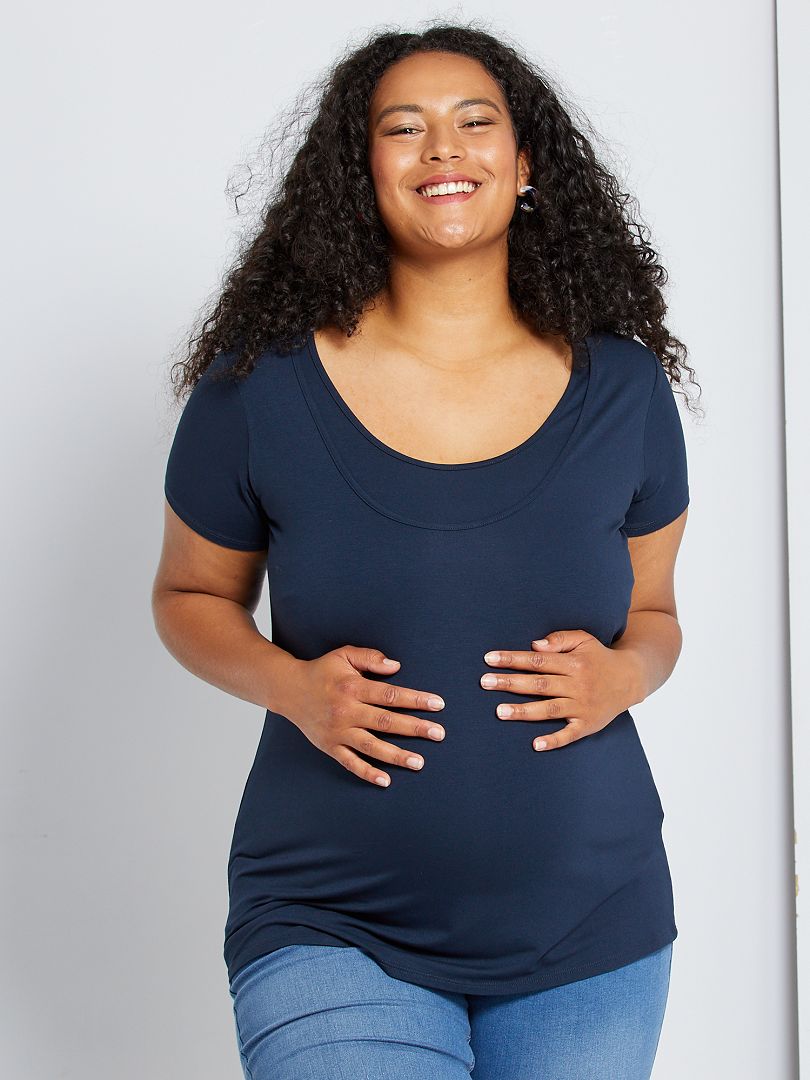 T-shirt grossesse et d'allaitement bleu marine - Kiabi
