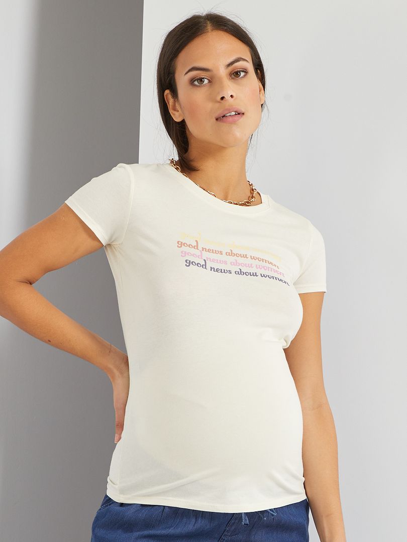 T-shirt grossesse imprimé Blanc Good news - Kiabi