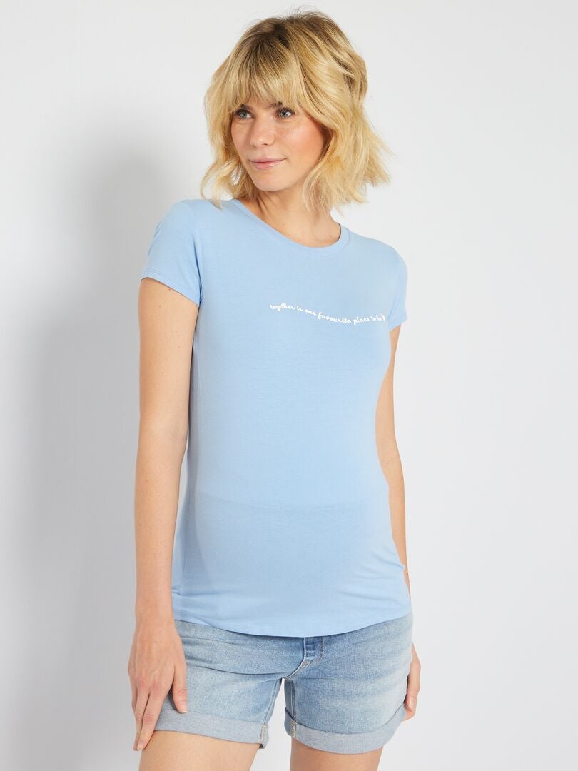T-shirt grossesse imprimé Bleu clair - Kiabi