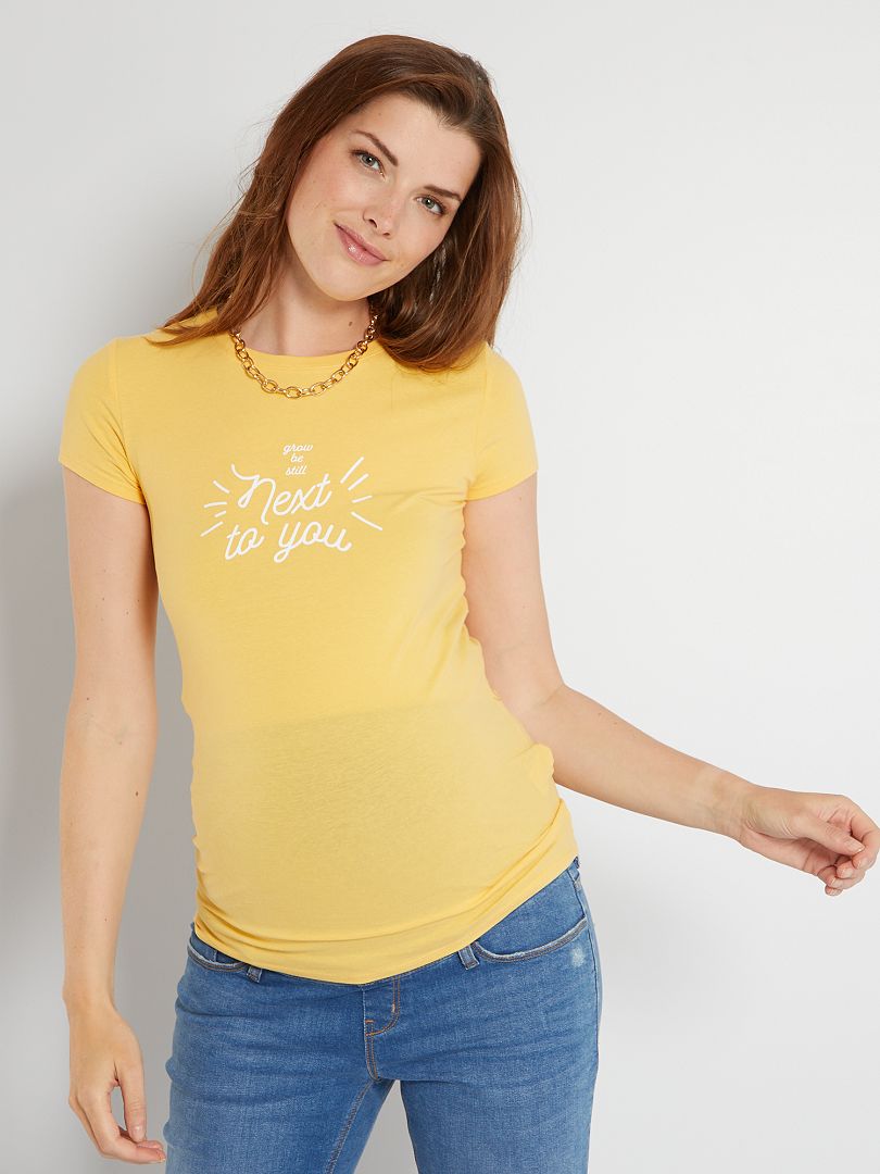 T-shirt grossesse jaune message - Kiabi