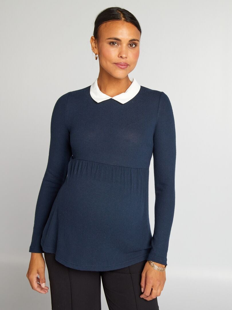 T-shirt De Grossesse Manches Longues Femme - Coton Extensible - Boutons Côté Réglables - Col Rond - 4