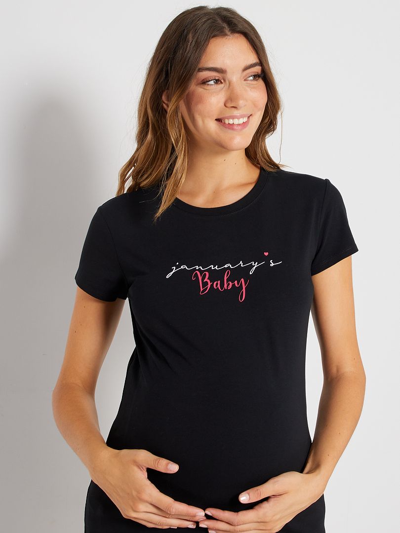 T-shirt grossesse noir janvier - Kiabi