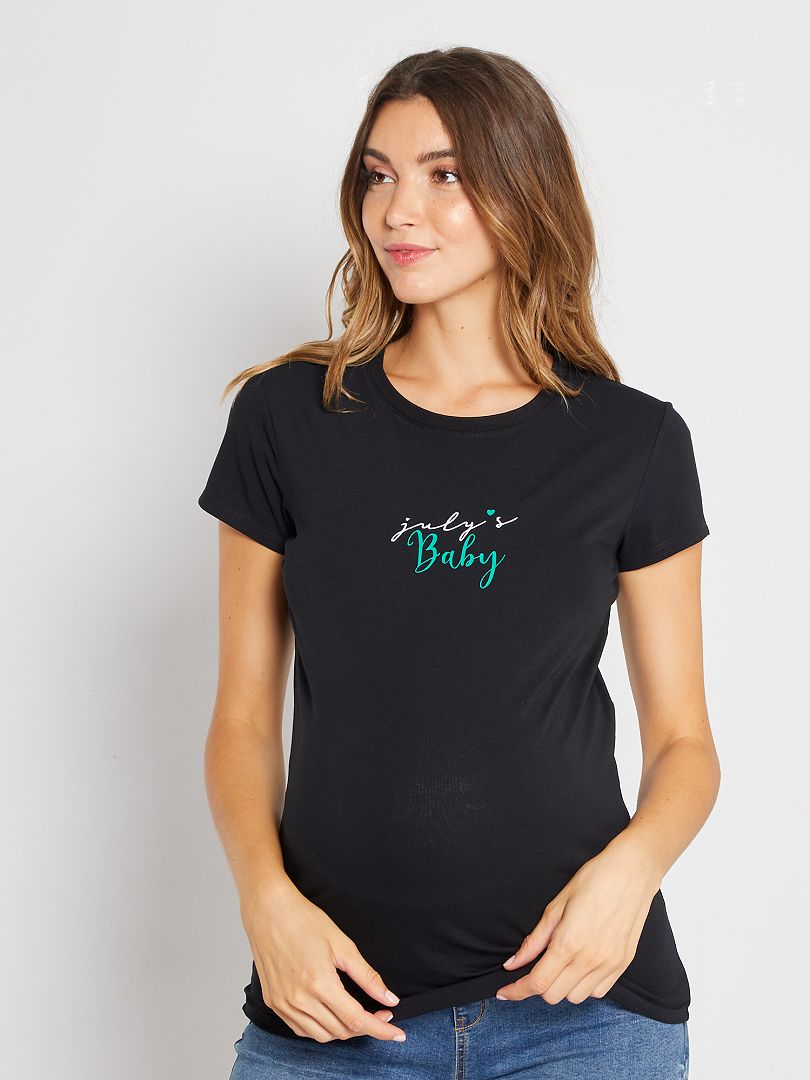 T-shirt grossesse noir juillet - Kiabi