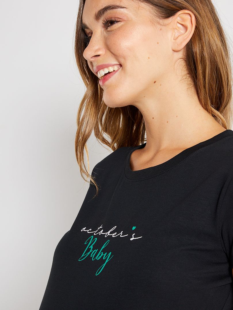T-shirt grossesse noir octobre - Kiabi