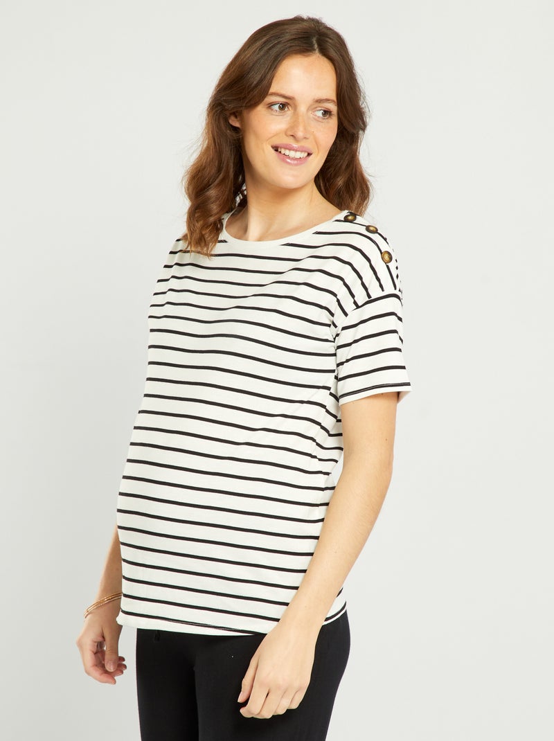 T-shirt grossesse style marinière Blanc rayé - Kiabi