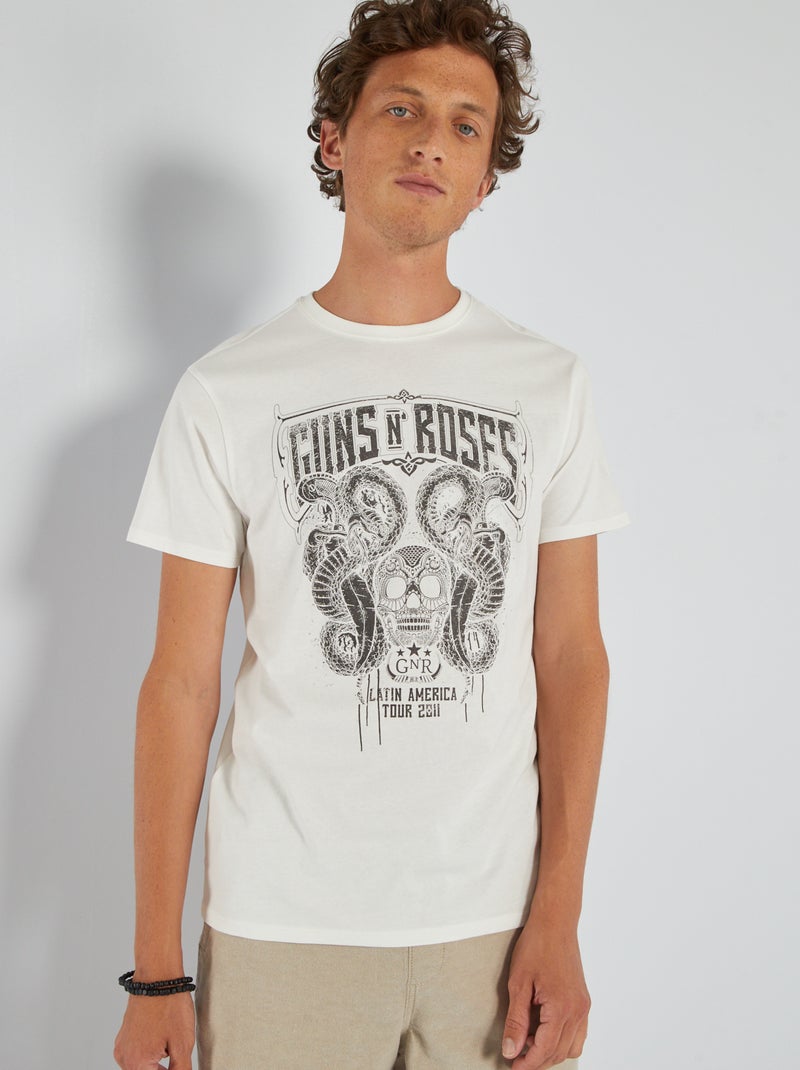 T-shirt 'Gun's N' Roses' en jersey blanc - Kiabi