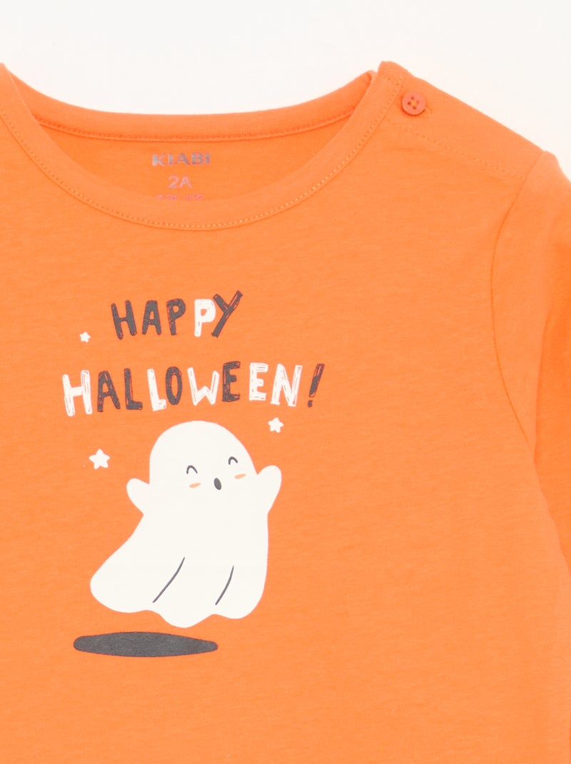 T-shirt 'Halloween' manches longues Orange - Kiabi