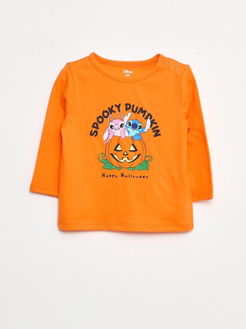 T-shirt Halloween 'Stitch et Angel' 'Disney' Orange - Kiabi