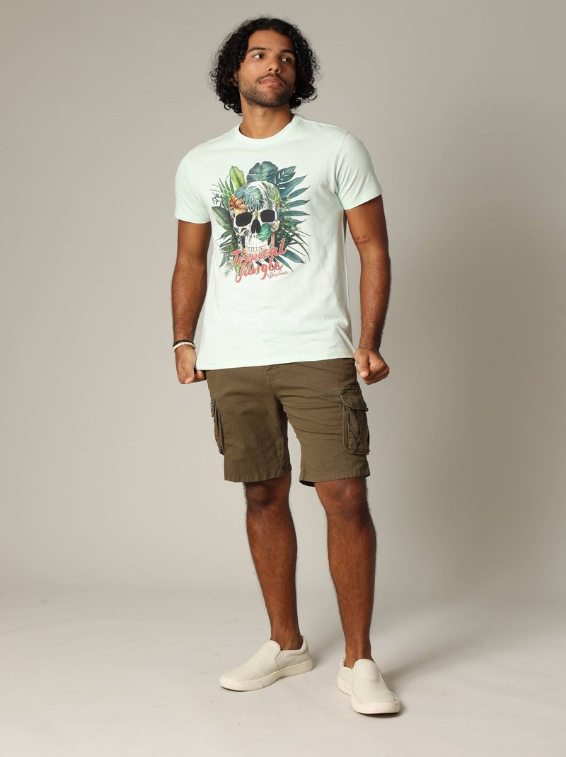 T-shirt HAWAIKI un imprimé tropical pour l'été 'Deeluxe' Bleu lagon - Kiabi