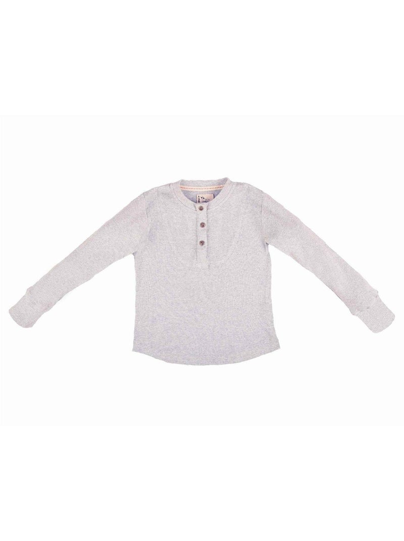 T-shirt Henley    Manches Longues  AUGUSTIN - La Faute à Voltaire Gris - Kiabi