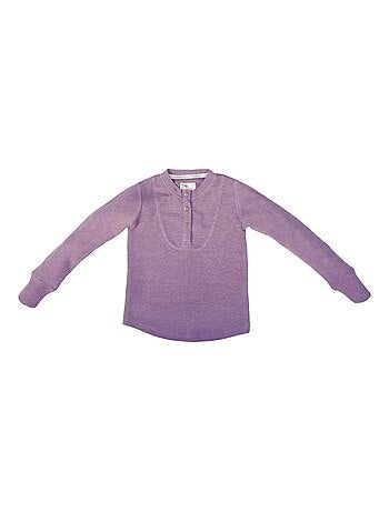 T-shirt Henley Mauve Manches Longues AUGUSTIN - La Faute à Voltaire
