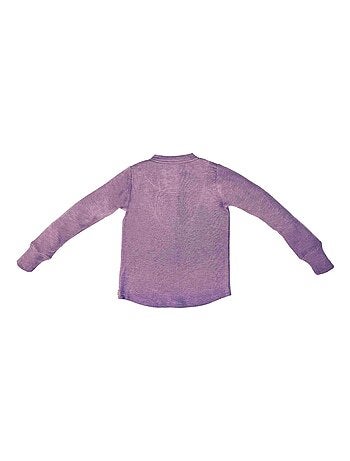 T-shirt Henley Mauve Manches Longues AUGUSTIN - La Faute à Voltaire