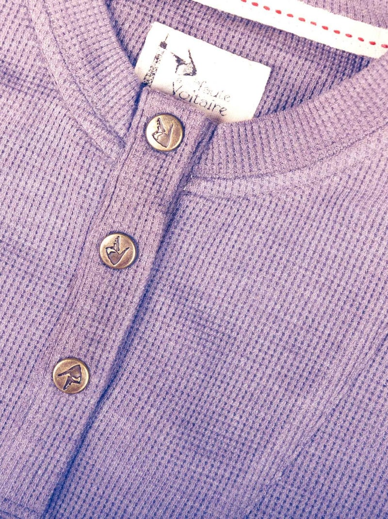 T-shirt Henley Mauve   Manches Longues  AUGUSTIN - La Faute à Voltaire Mauve lilas - Kiabi