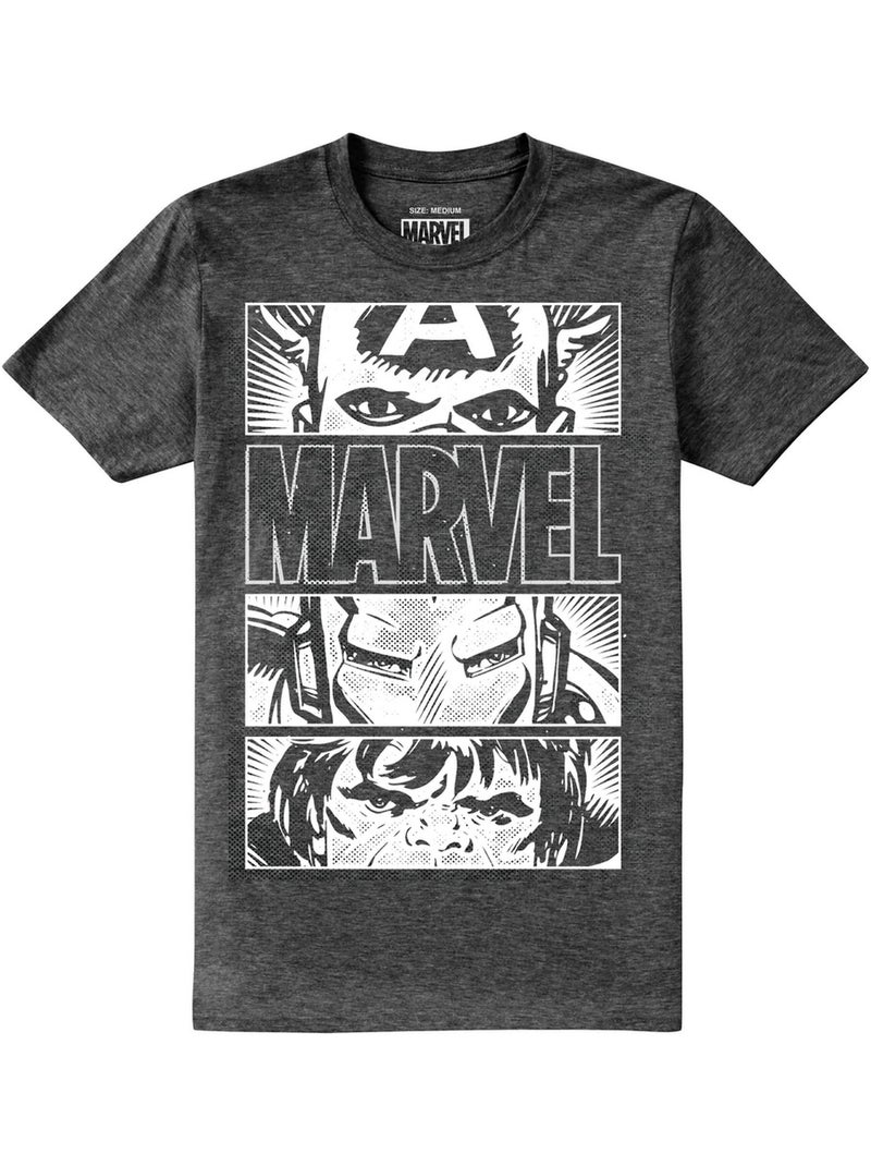 T-shirt heroes eyes - marvel (captain america, hulk, iron man) Gris foncé - Kiabi