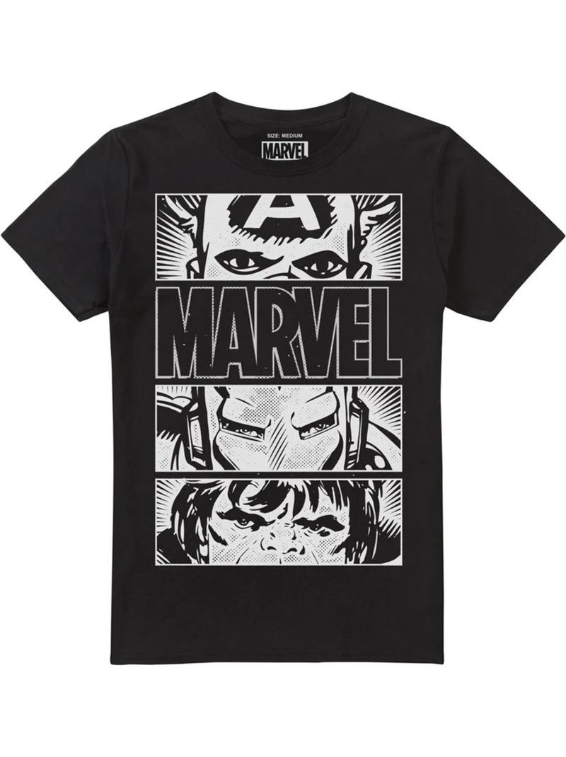 T-shirt heroes eyes - marvel (captain america, hulk, iron man) Noir Gris - Kiabi