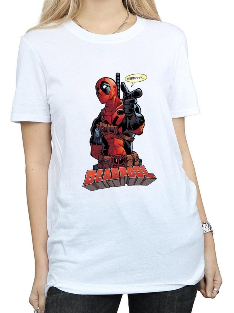 T-shirt hey you - deadpool (deadpool) Blanc - Kiabi