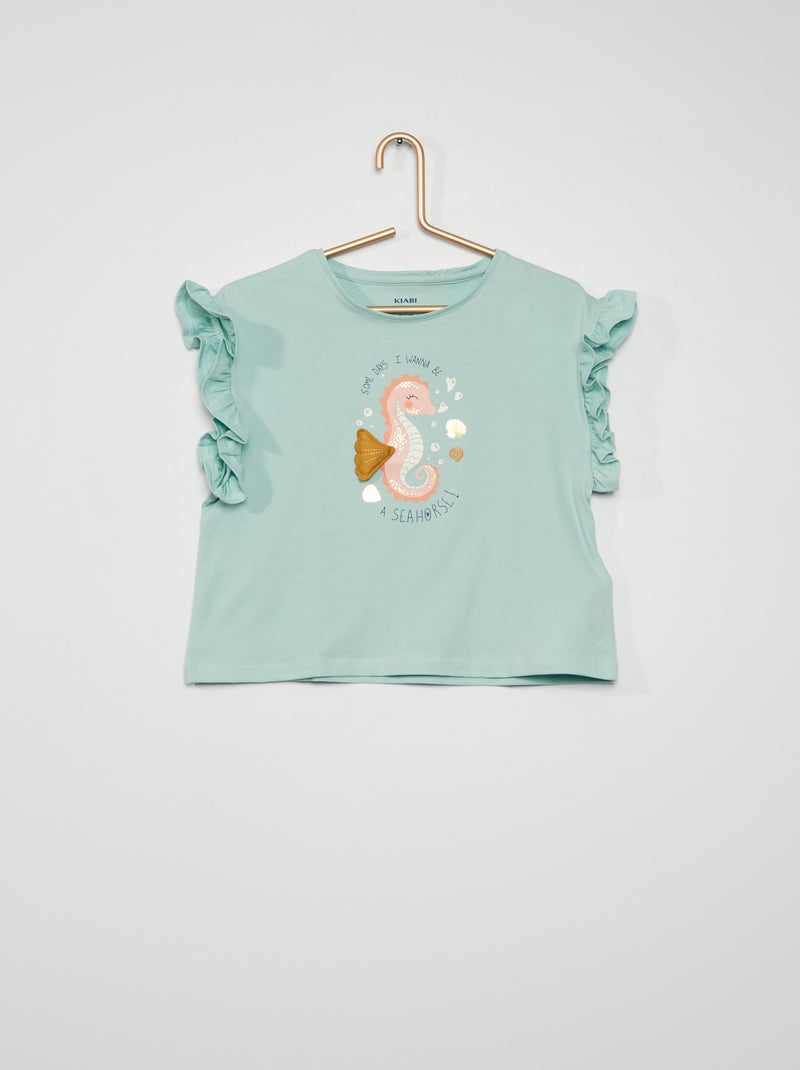 T-shirt 'hippocampe' bleu - Kiabi