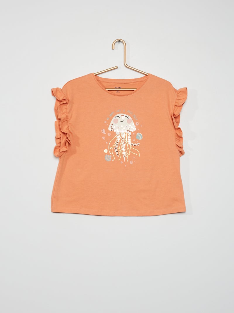 T-shirt 'hippocampe' orange - Kiabi